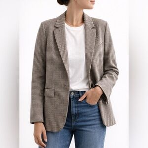 ME+EM Houndstooth Blazer - Brown and Cream
